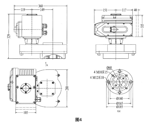 CHV型電動執行器外觀尺寸