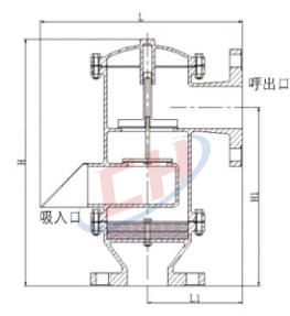 帶呼出接管阻火呼吸閥結構圖