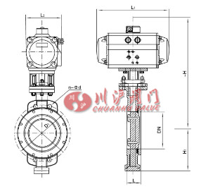 氣動對夾蝶閥結構圖