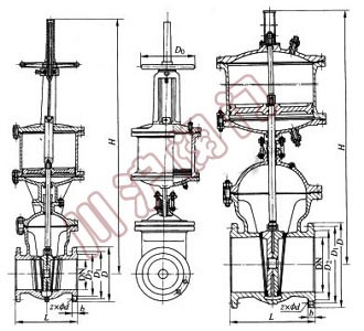 氣動楔式閘閥結構圖