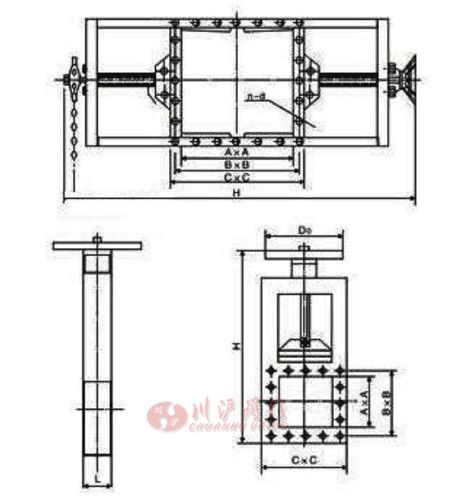 手動方形插板閥結構圖